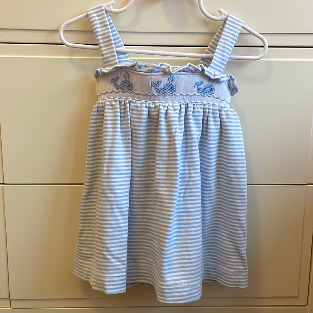 Petit Bebe Striped Smocked Whale Dress NWOT